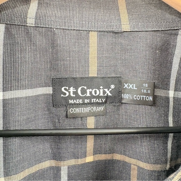 St Croix Men’s Cotton Gray Plaid Button-Up Shirt XXL - Picture 4 of 5